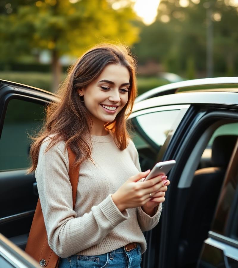 Seller entering her car registration on a phone